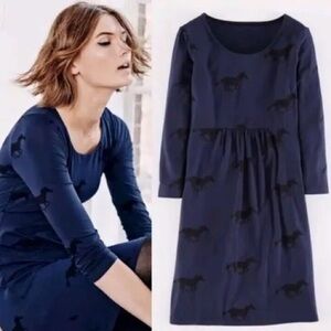 Boden navy horse print scoopneck tunic dress size 4L